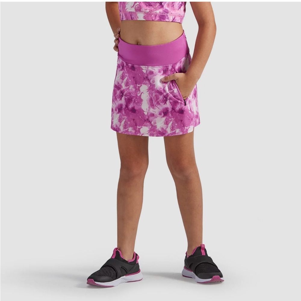 Freely Girls Woven Athletic Skort Size XL Flex Electric Floral Pink White